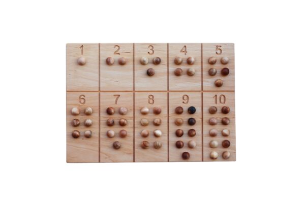 Wooden Story Number Tracking Board with wooden Balls