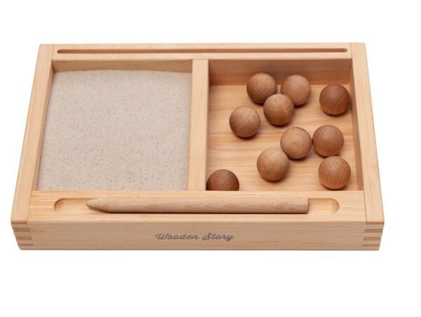 Wooden Story Sand Writing Tray with Card holder - Image 2