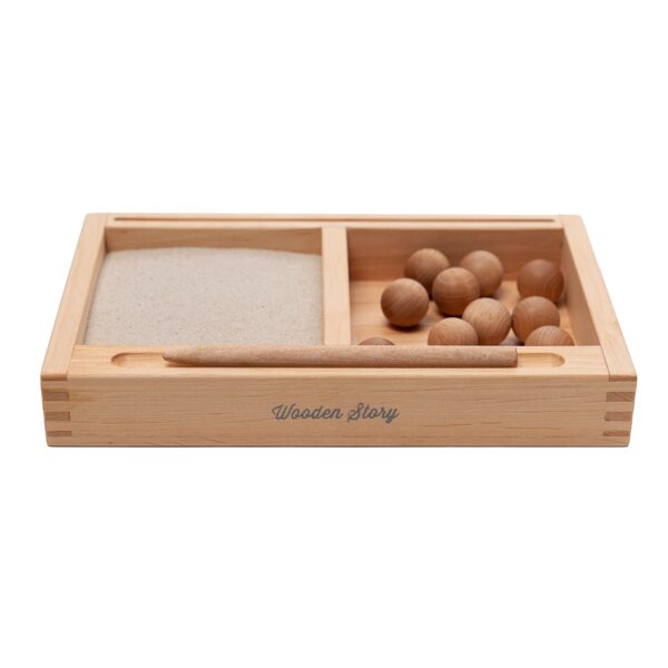 Wooden Story Sand Writing Tray with Card holder - Image 3