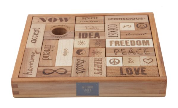 Wooden Story Peace and Love Blocks 29 pieces