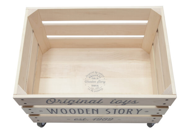 Wooden Story Storage Crate on Wheels - Image 2