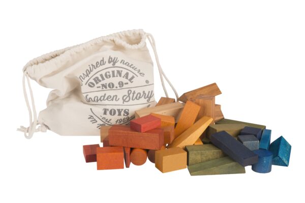 Wooden Story Rainbow Blocks in Sack XL 50 pieces - Image 2