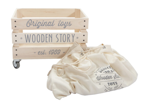Wooden Story Storage Crate on Wheels - Image 3