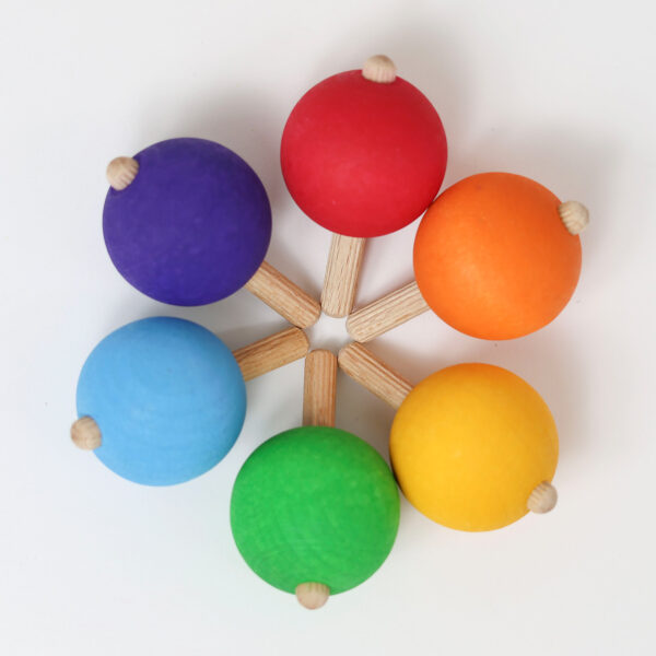 Grimms Set  of 6 Rainbow Spinning Tops - Image 2