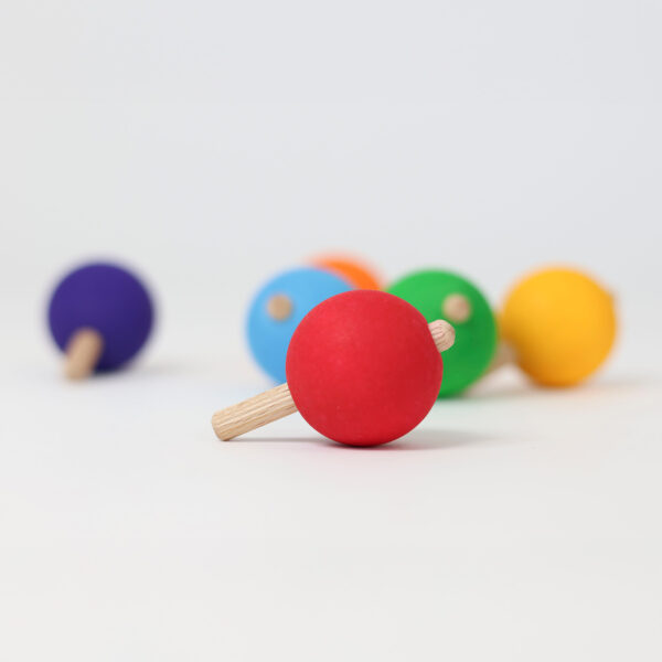 Grimms Set  of 6 Rainbow Spinning Tops - Image 3