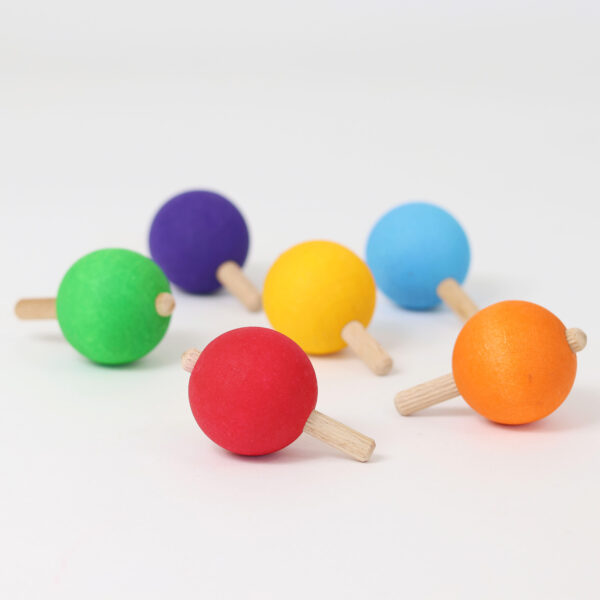 Grimms Set  of 6 Rainbow Spinning Tops - Image 4