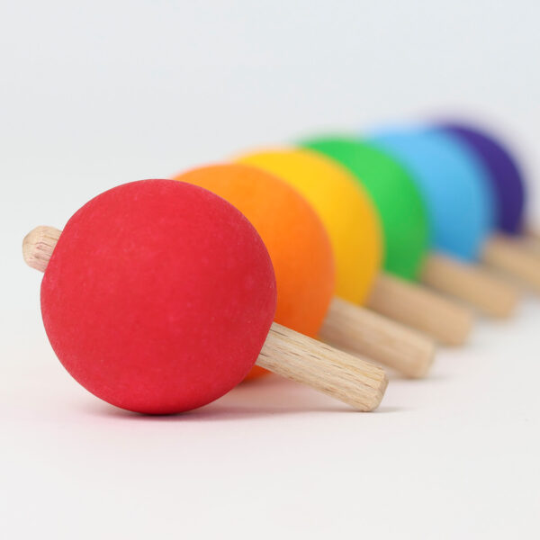 Grimms Set  of 6 Rainbow Spinning Tops - Image 5