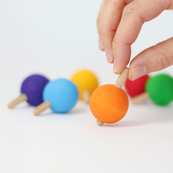 Grimms Set  of 6 Rainbow Spinning Tops - Image 6