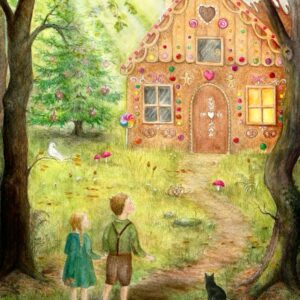 Postcard Hansel and Gretel