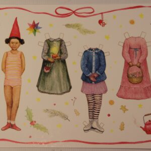Postcard A5 by Mhairi Hellbrandt Paper Doll Girl Brunette